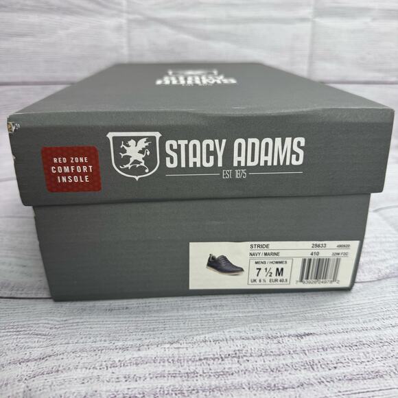 Stacy Adams Stride Navy/Marine Plain Toe Lace Up Sneaker Oxford Size 7.5M - Picture 15 of 15